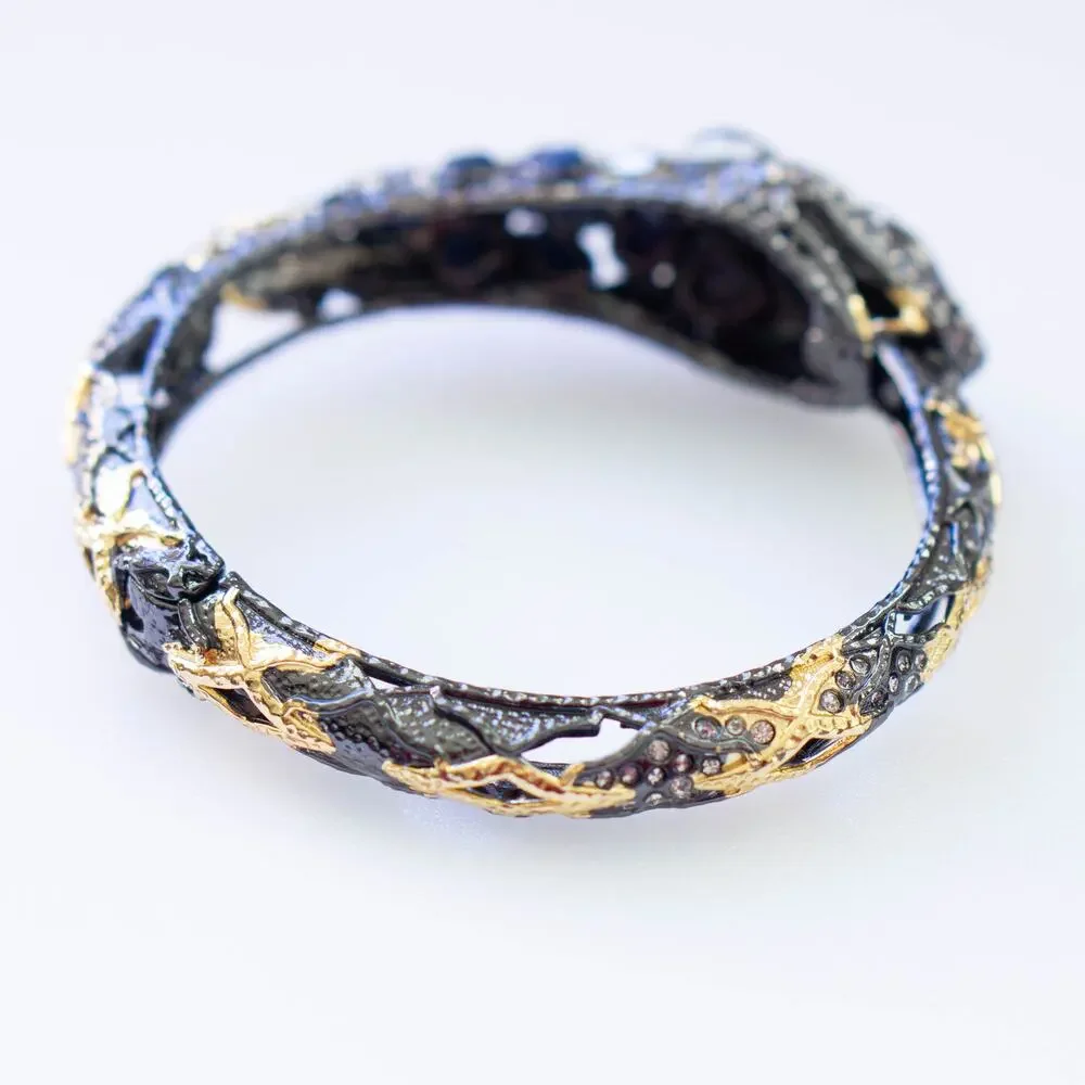 Alexis Bittar Jardin De Papillon Ruthenium Gold Snake Hinge Bracelet
